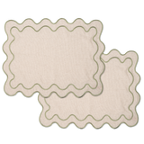 Placemats wavy beige linen-blend - set of 2