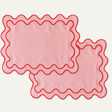 Placemats set wavy roze linnenmix